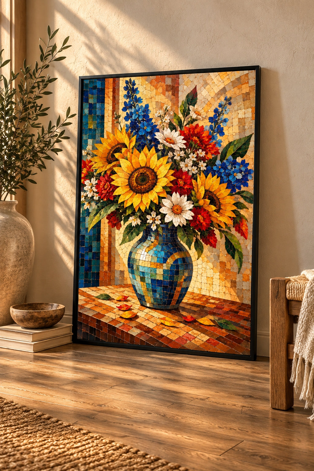 Vibrant Mosaic Bouquet in a Vase
