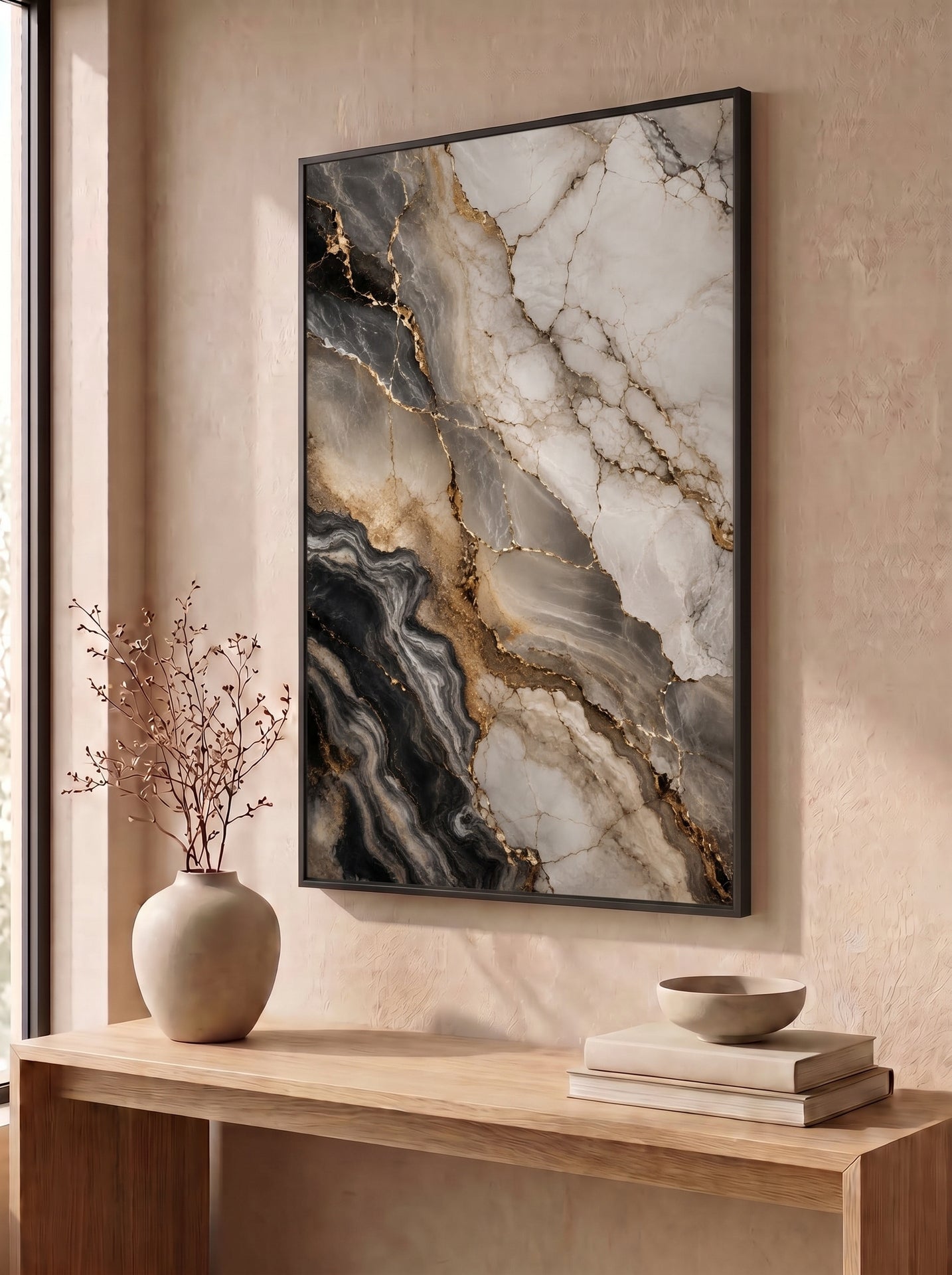 Golden Veins in Marble Abstraction