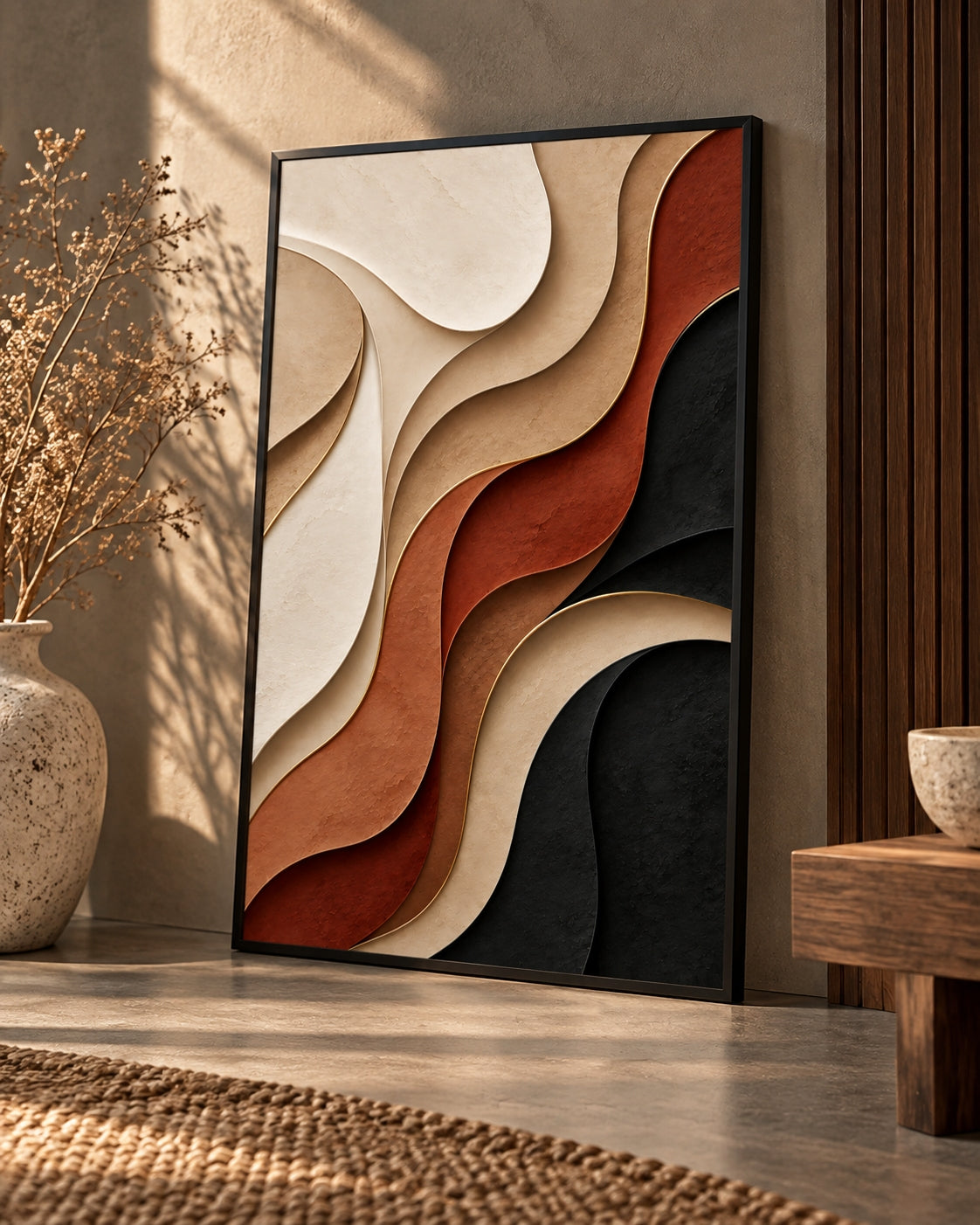 Terracotta Wave Relief Abstract