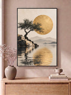 Golden Sun Over Reflective Still Waters