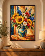 Vibrant Mosaic Bouquet in a Vase