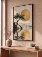 Golden Sun Over Reflective Still Waters