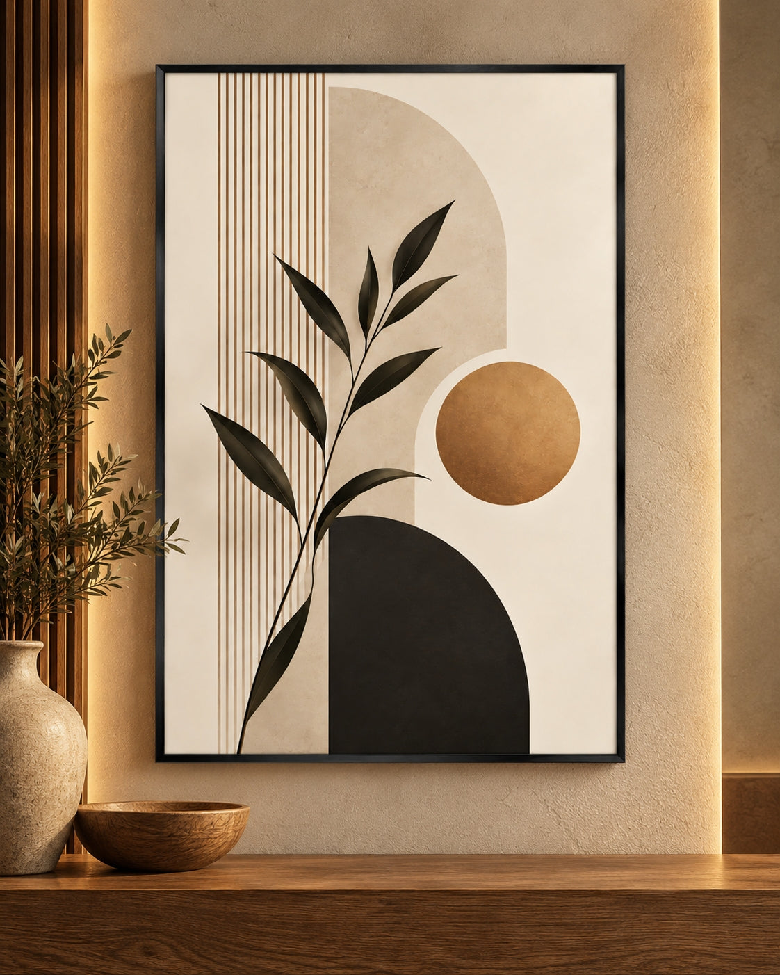 Minimalist Botanical Forms in Earth Tones