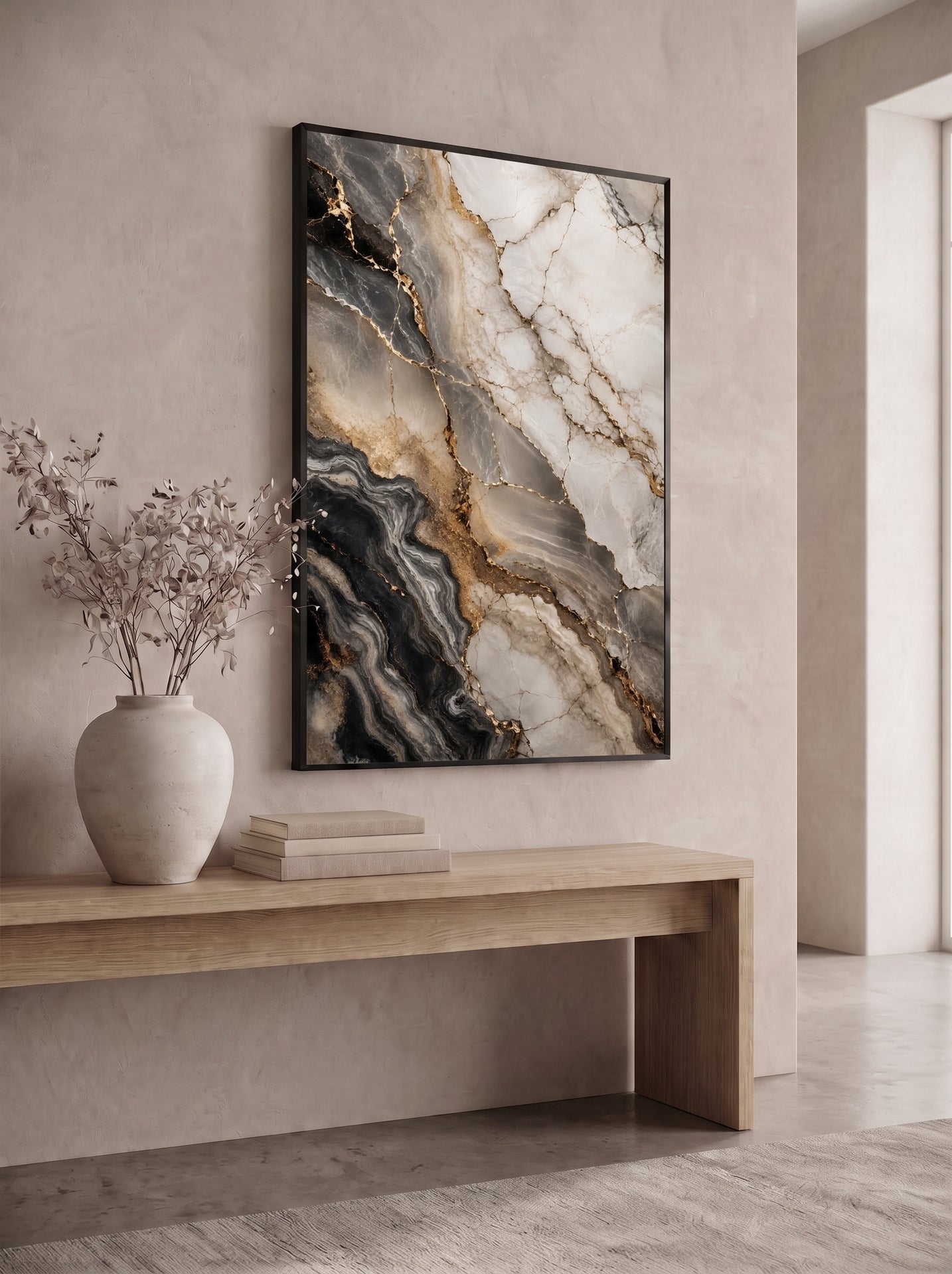 Golden Veins in Marble Abstraction