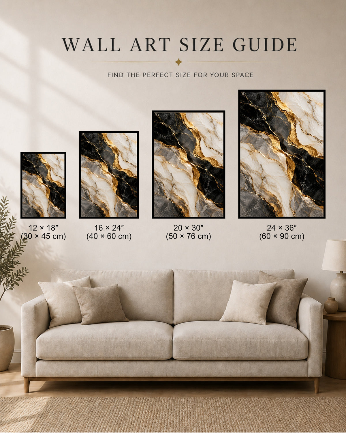 Luxe Gold Veined Marble Abstract