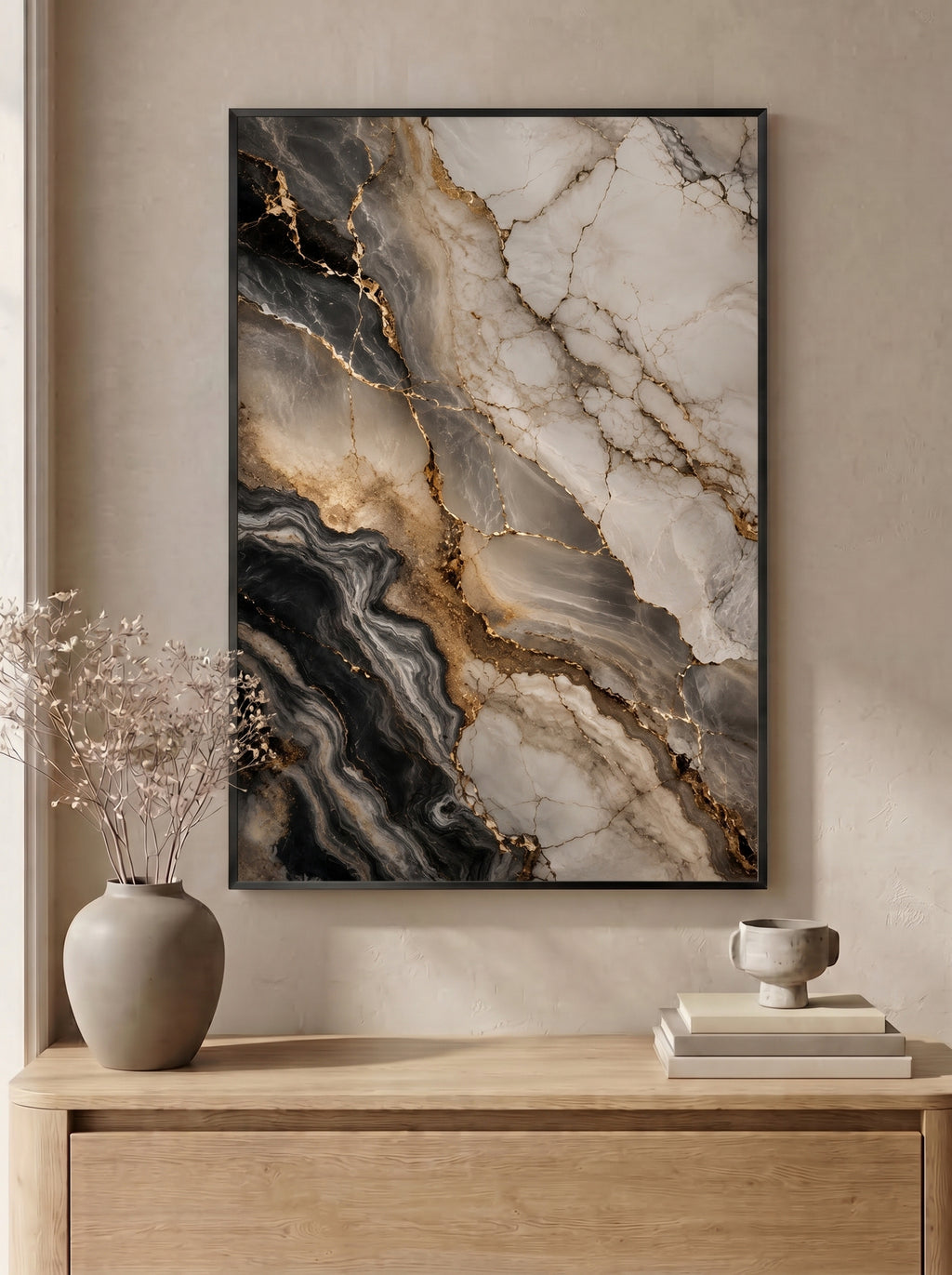 Golden Veins in Marble Abstraction
