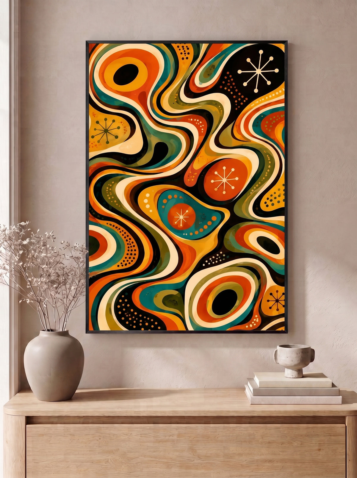 Retro Psychedelic Topographic Waves