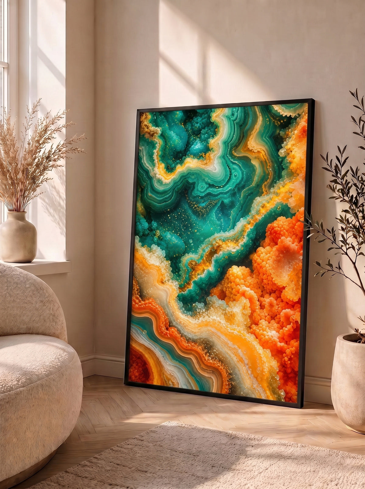 Teal and Amber Crystal Geode