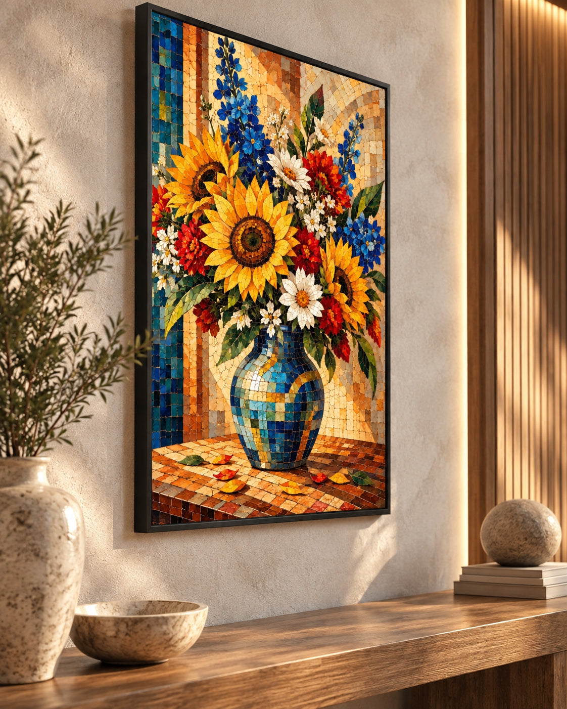Vibrant Mosaic Bouquet in a Vase