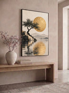 Golden Sun Over Reflective Still Waters