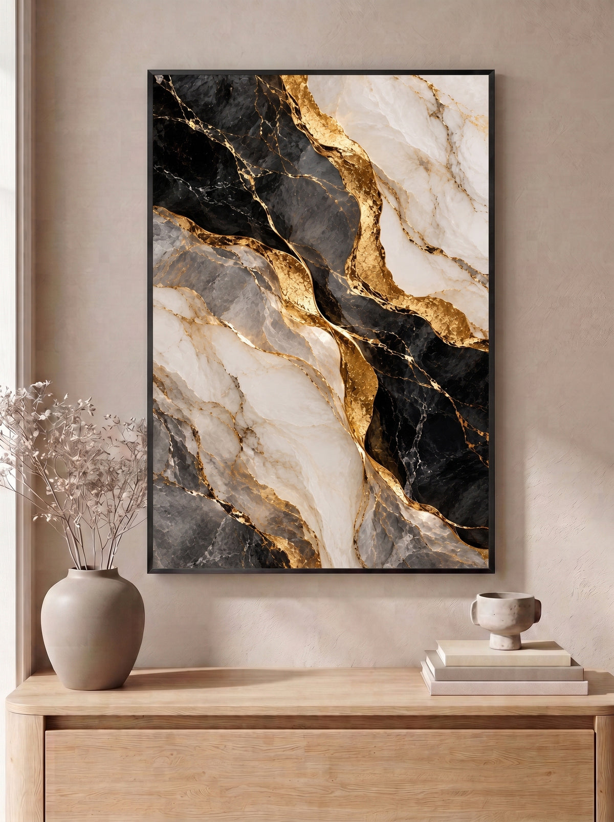 Luxe Gold Veined Marble Abstract