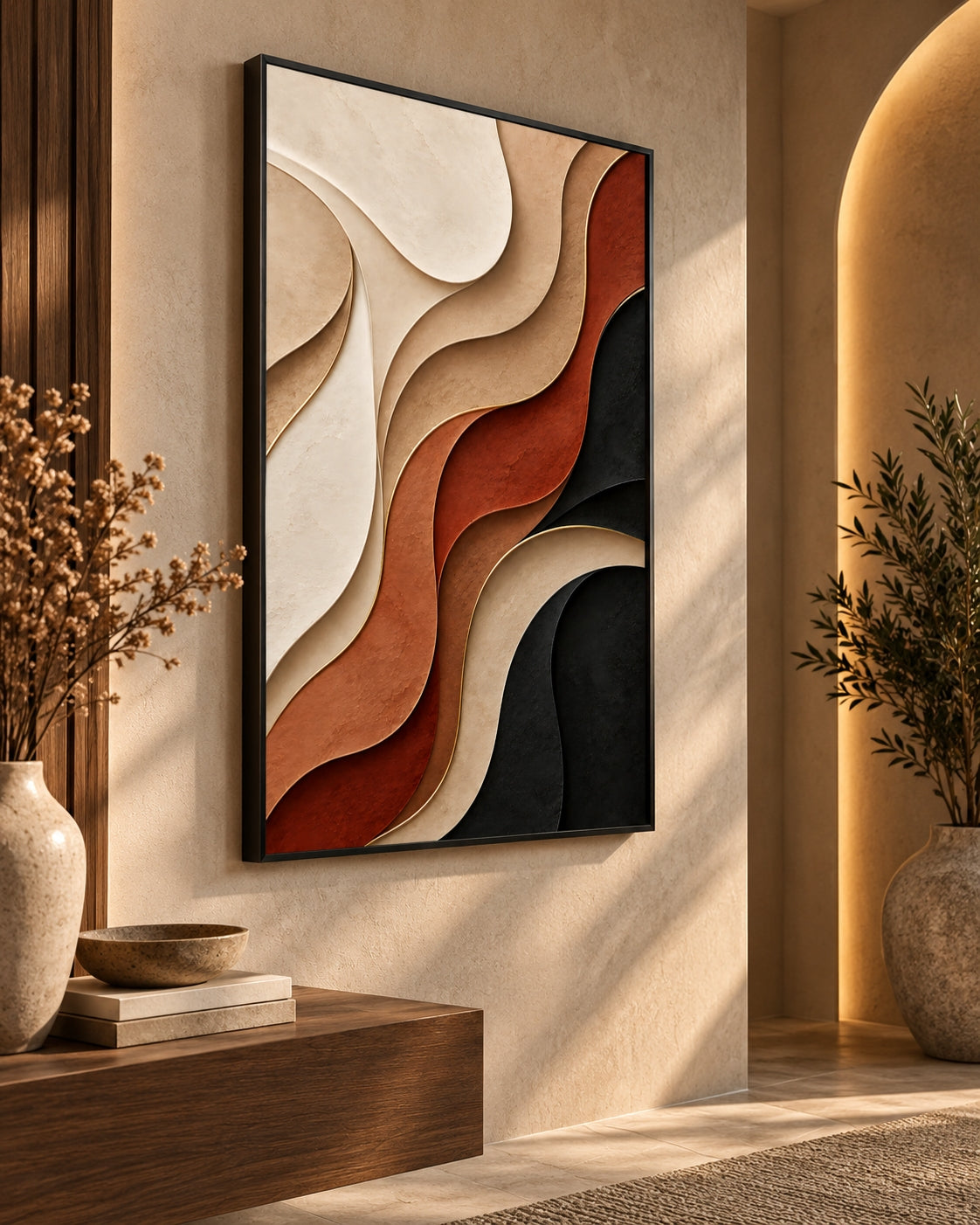 Terracotta Wave Relief Abstract