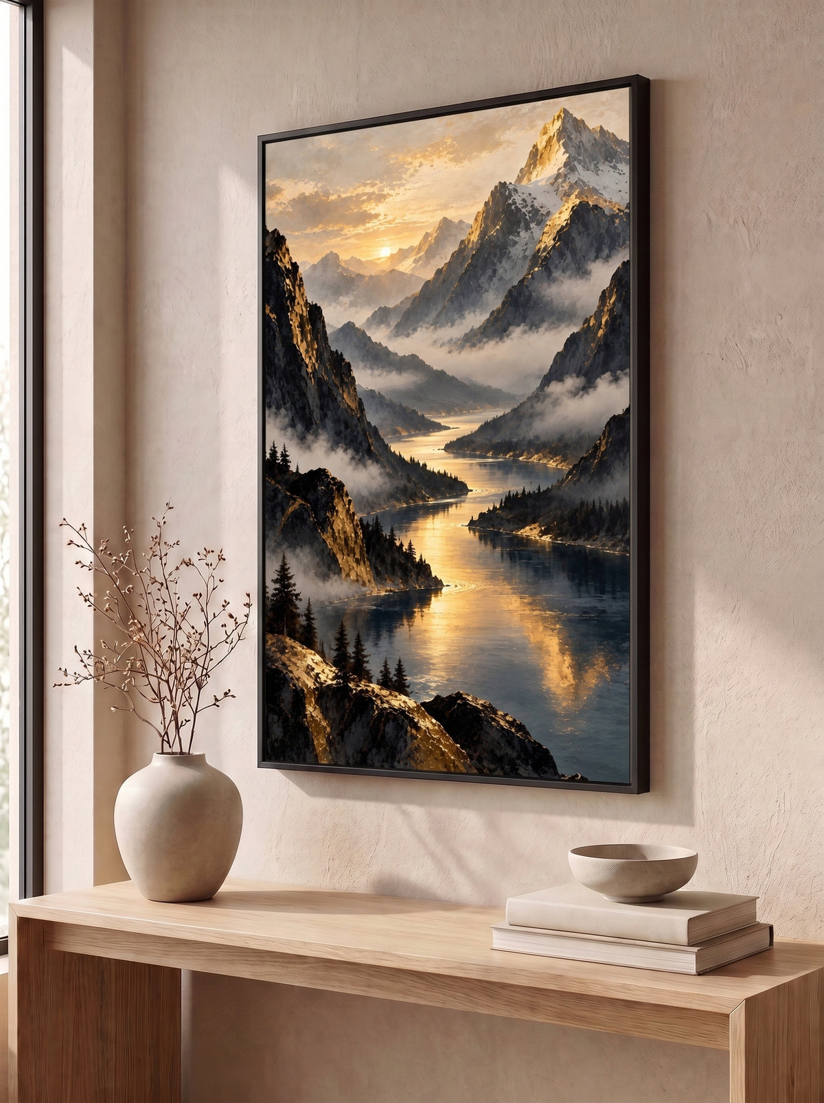 Golden Mist Over the Mountain Valley
