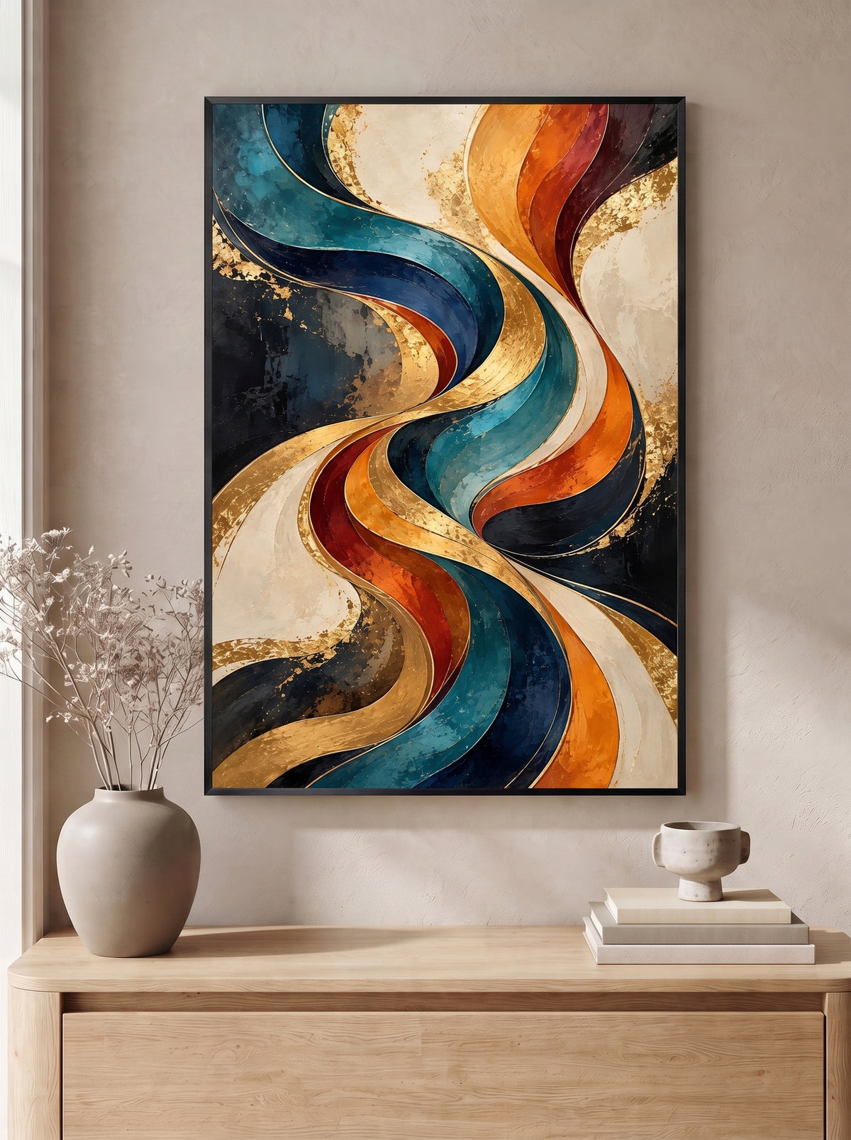 Gilded S-Curve in Teal and Gold