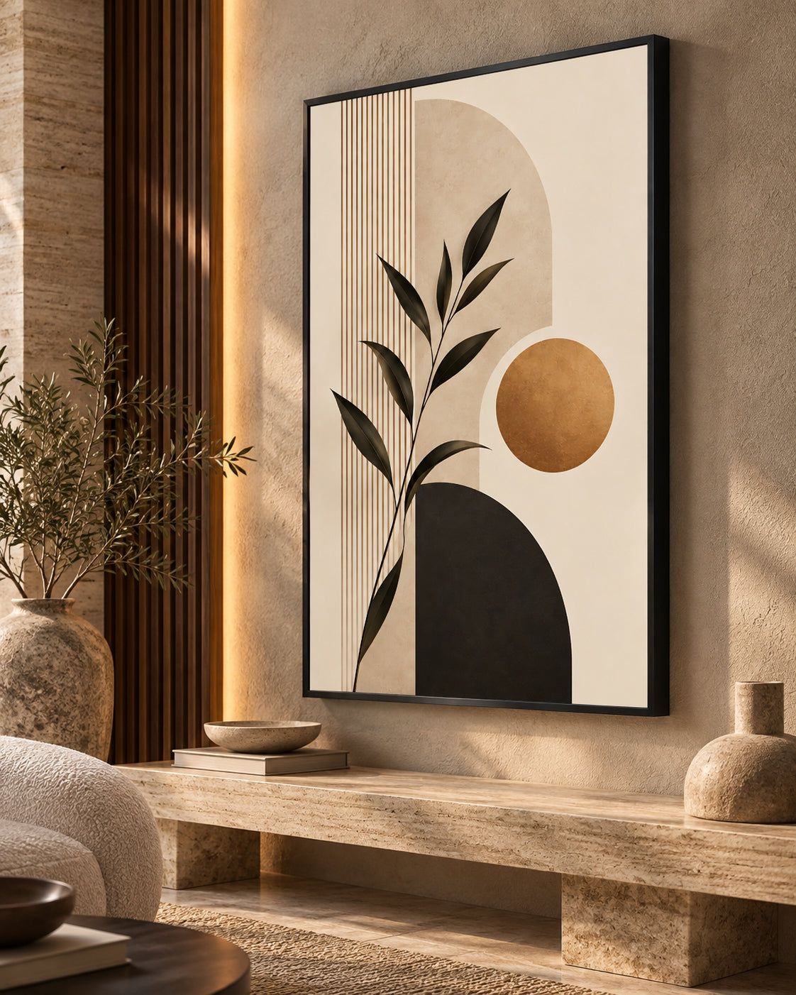 Minimalist Botanical Forms in Earth Tones