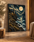 Moonlit Lighthouse Coast