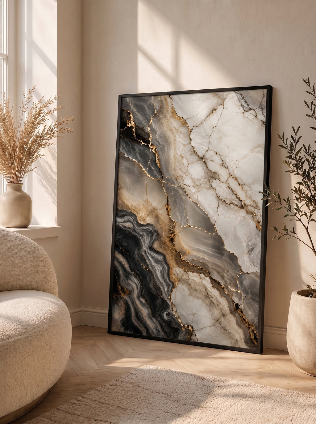 Golden Veins in Marble Abstraction