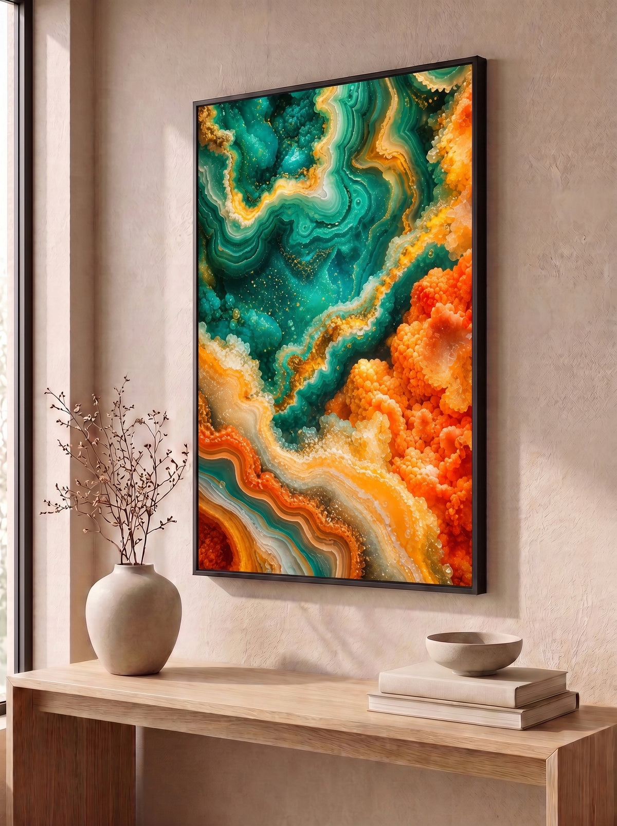Teal and Amber Crystal Geode