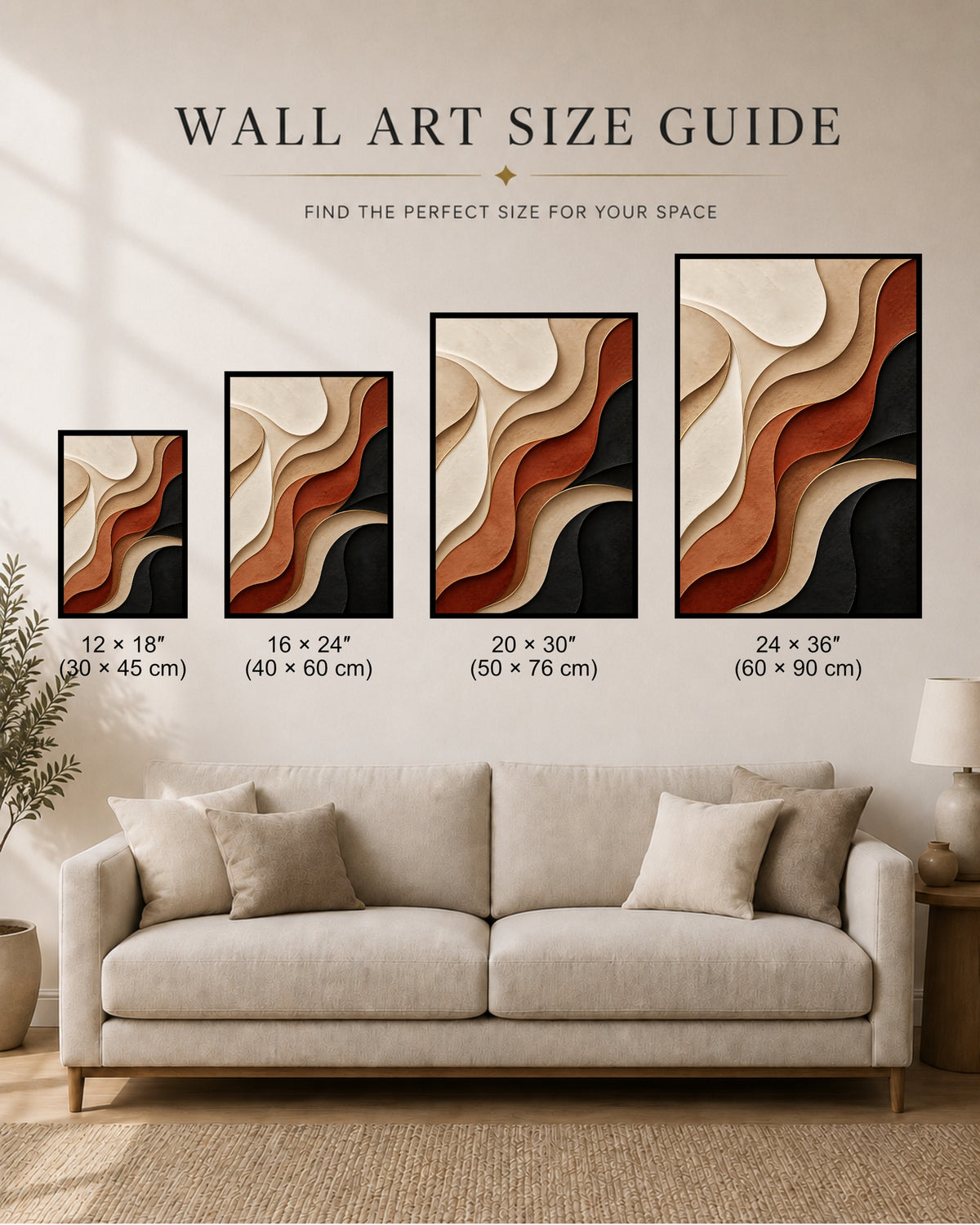 Terracotta Wave Relief Abstract