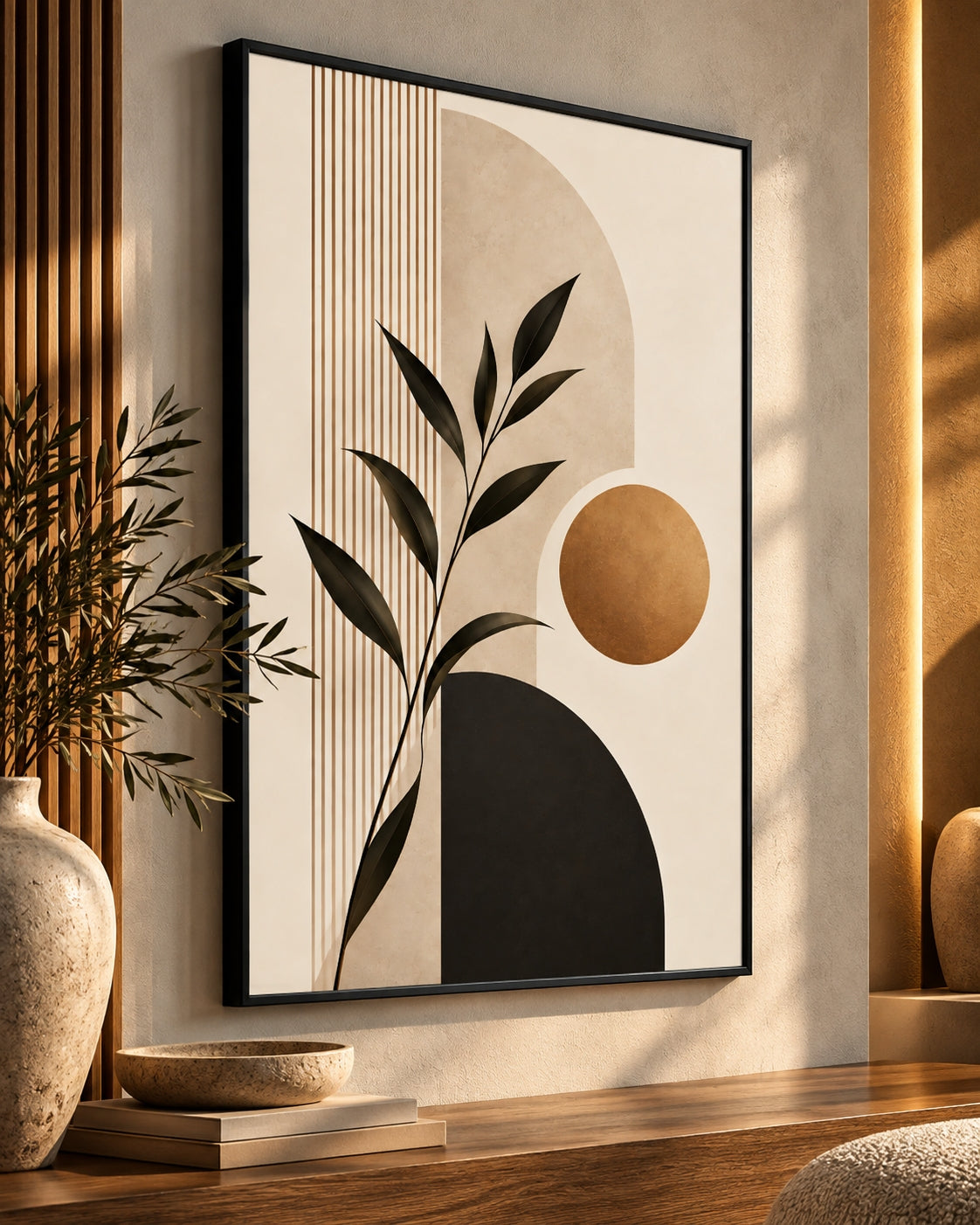 Minimalist Botanical Forms in Earth Tones
