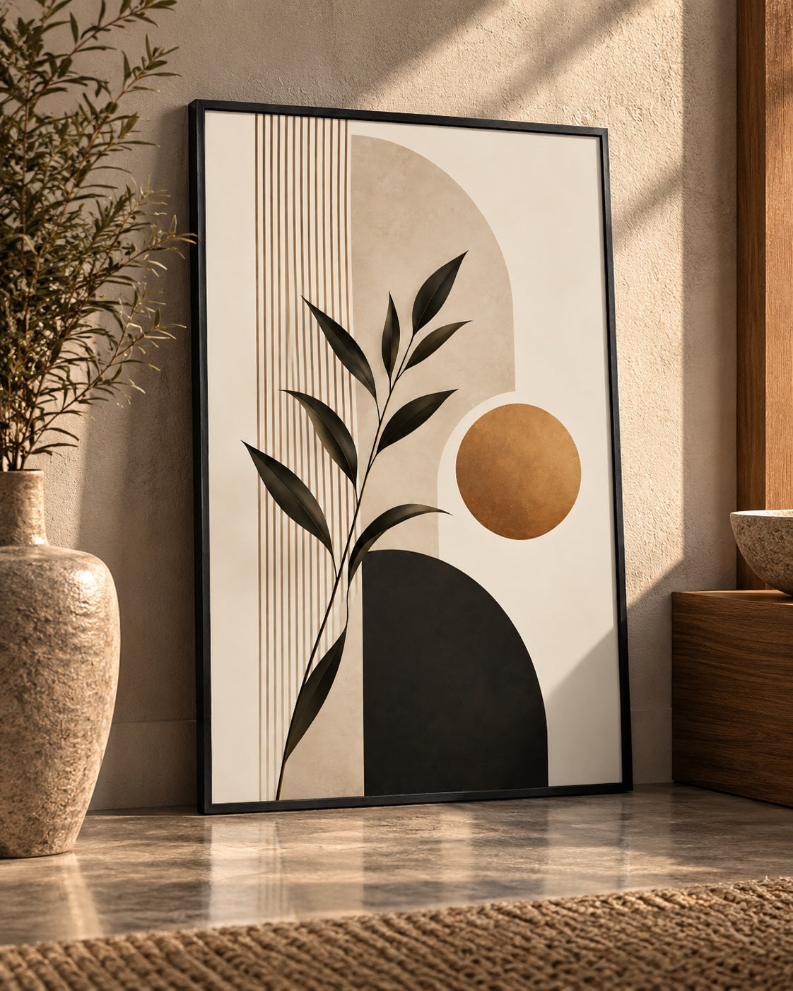 Minimalist Botanical Forms in Earth Tones