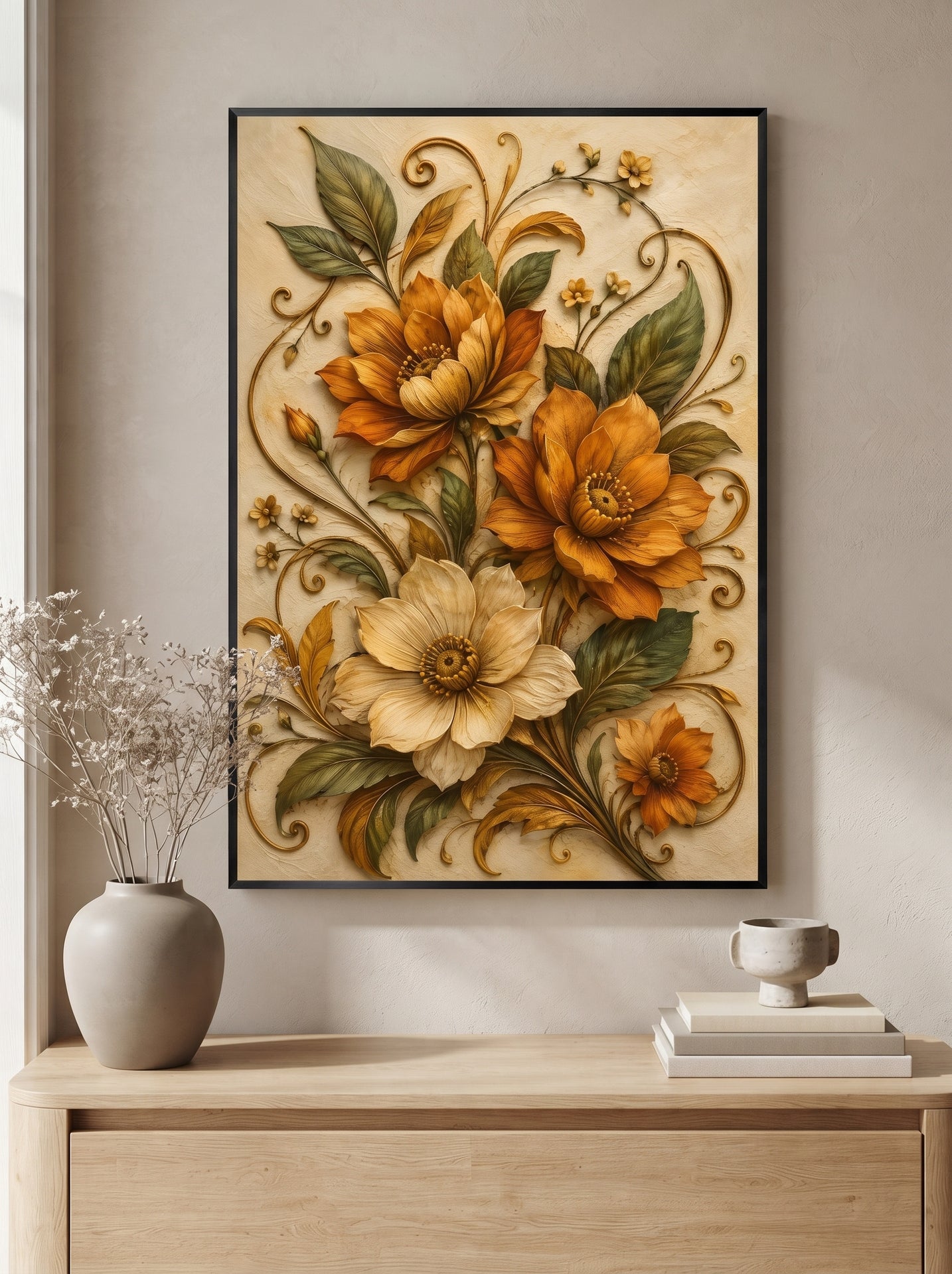 Ornate Autumn Botanical Relief