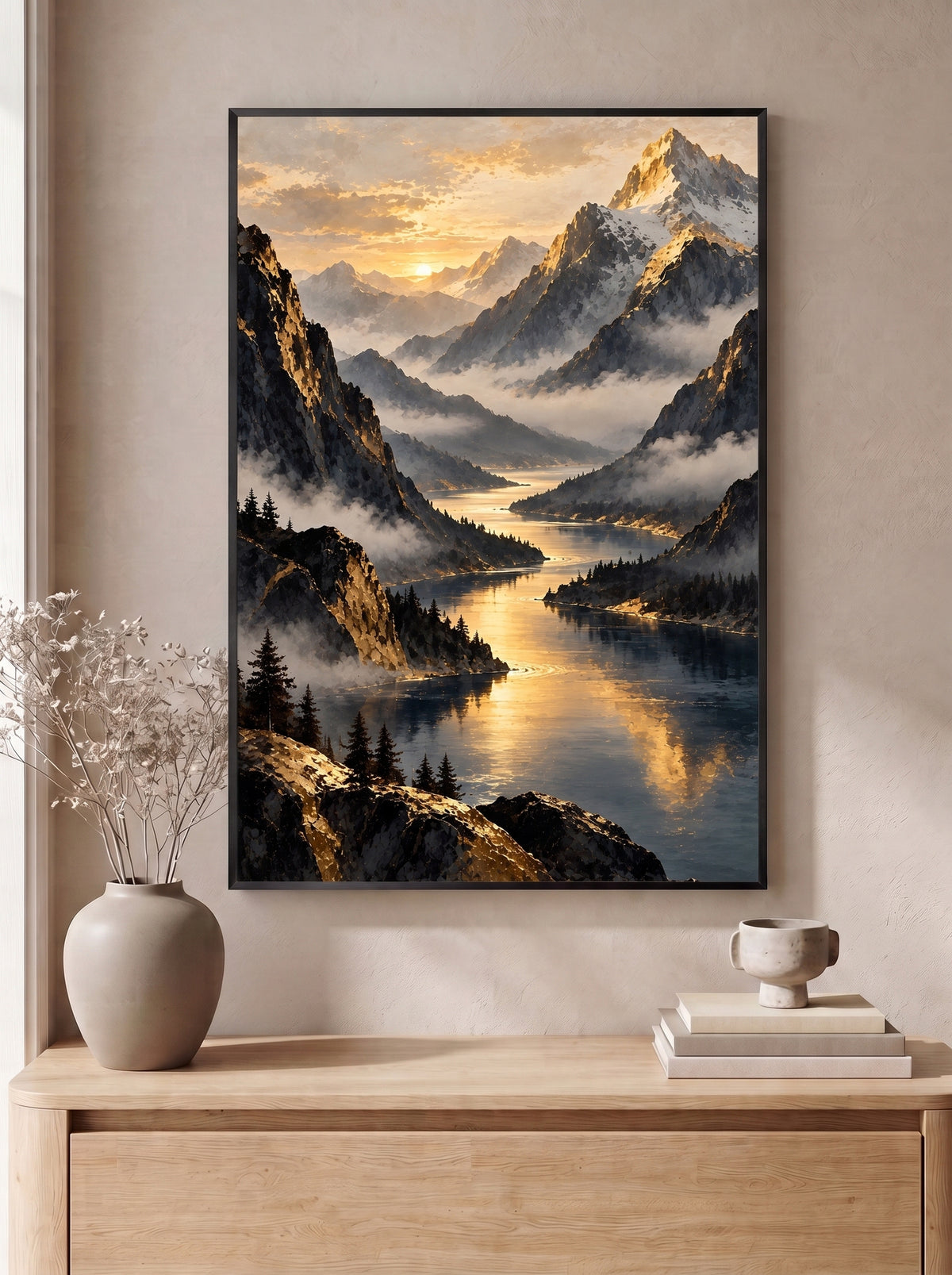 Golden Mist Over the Mountain Valley