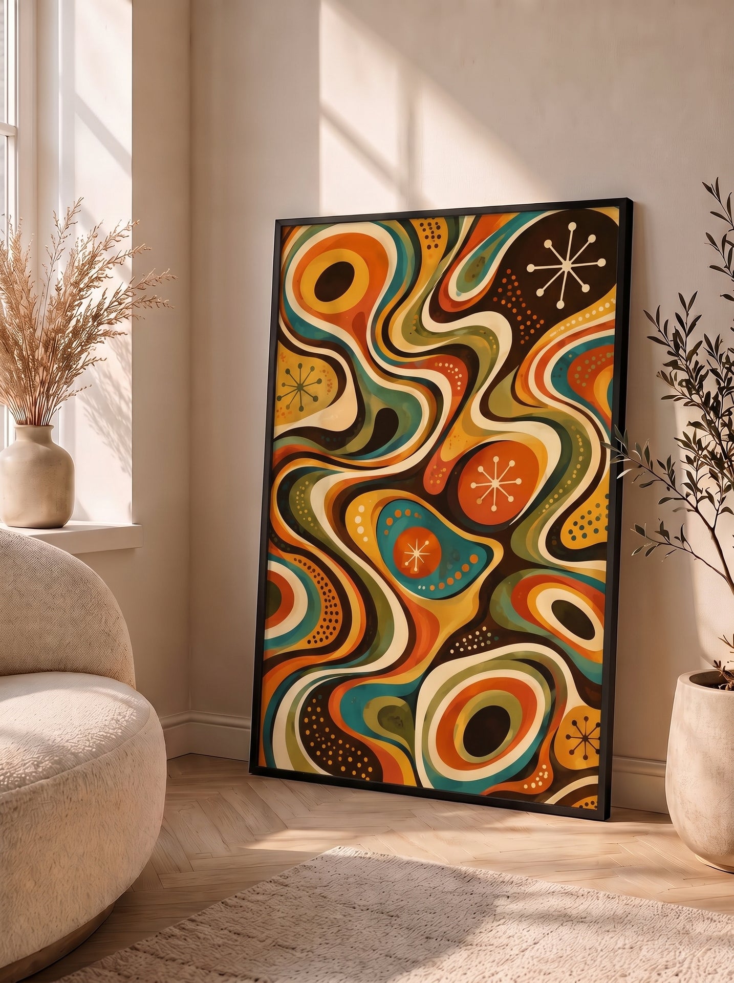 Retro Psychedelic Topographic Waves
