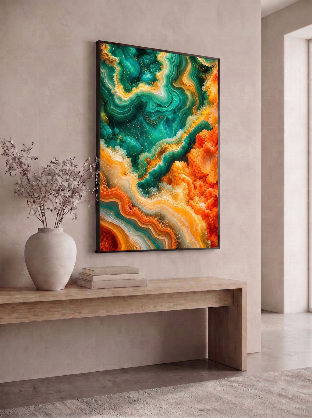 Teal and Amber Crystal Geode