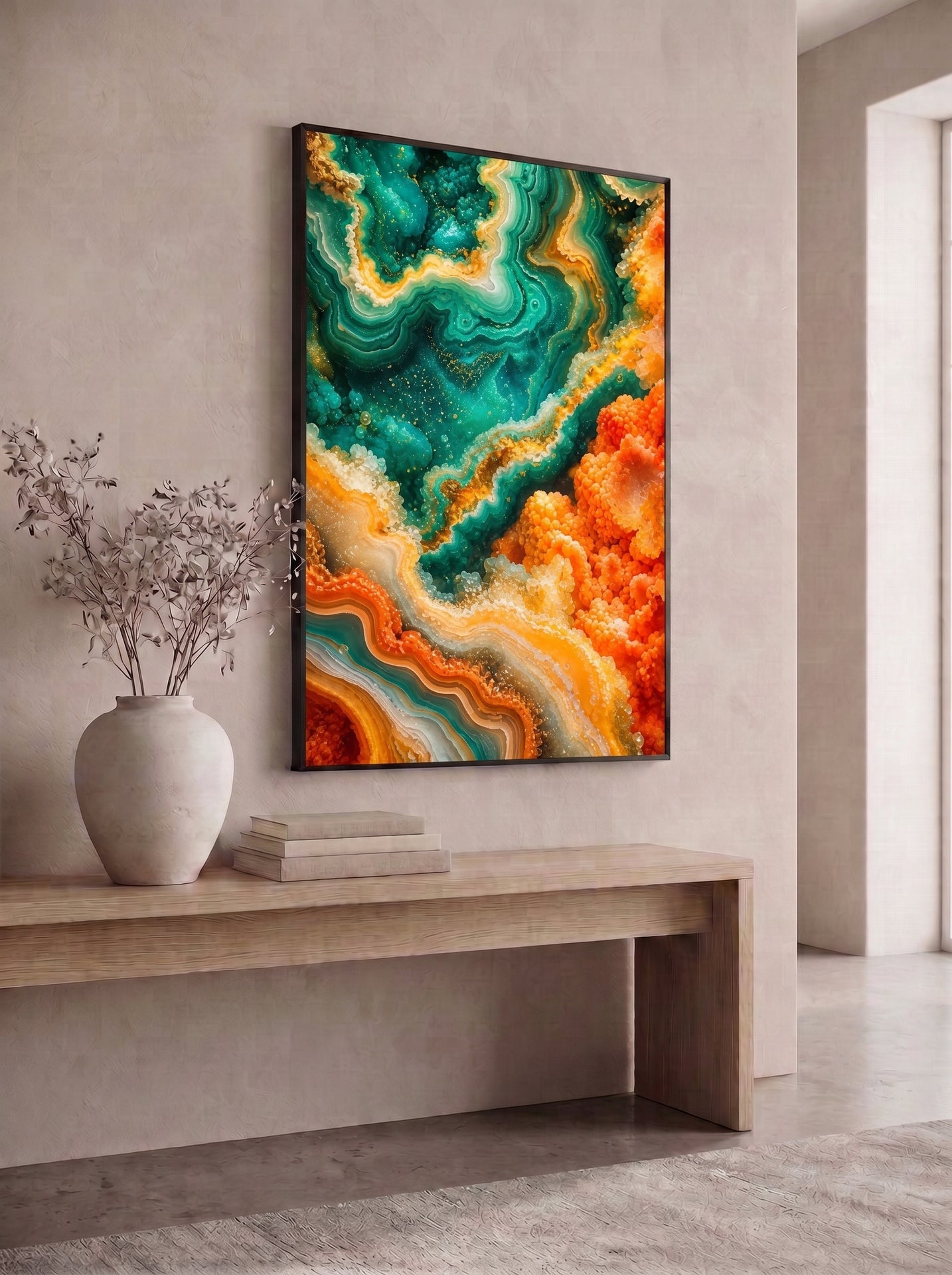 Teal and Amber Crystal Geode