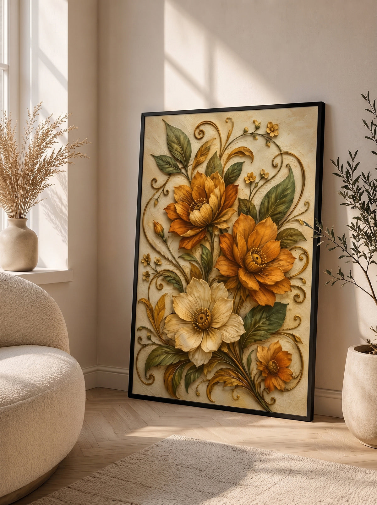 Ornate Autumn Botanical Relief