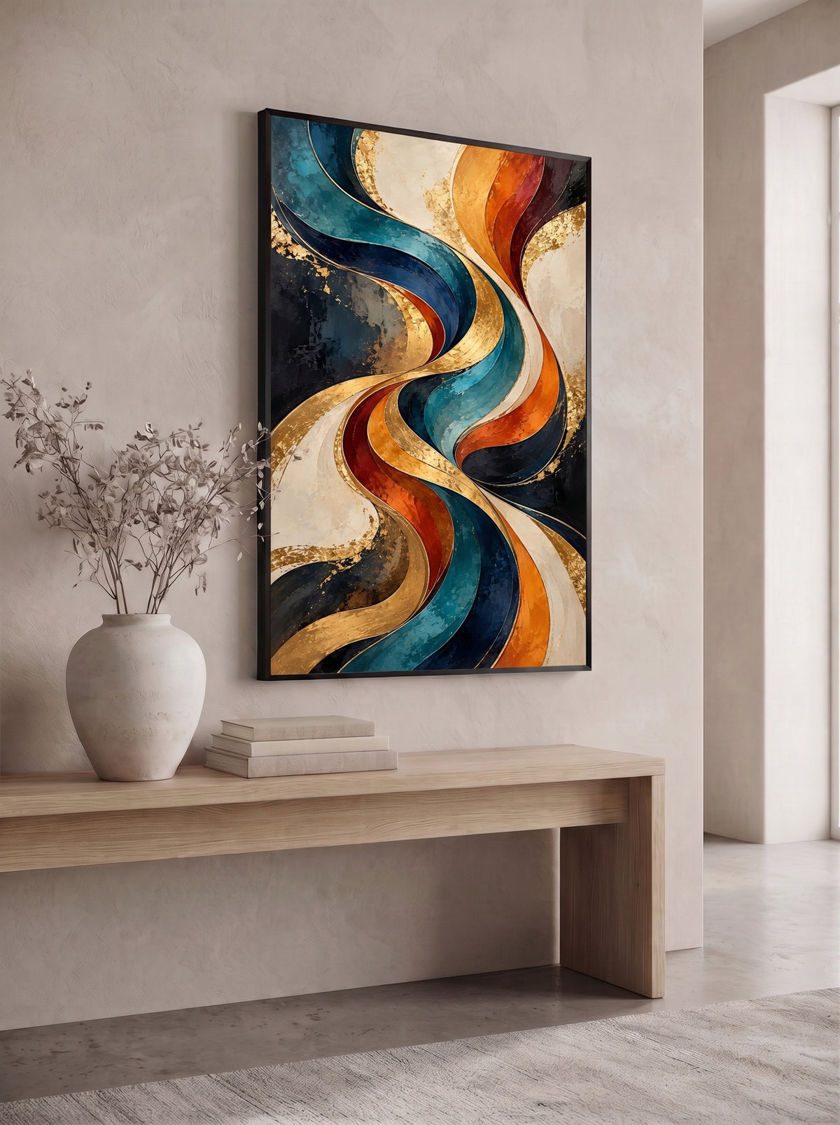 Gilded S-Curve in Teal and Gold