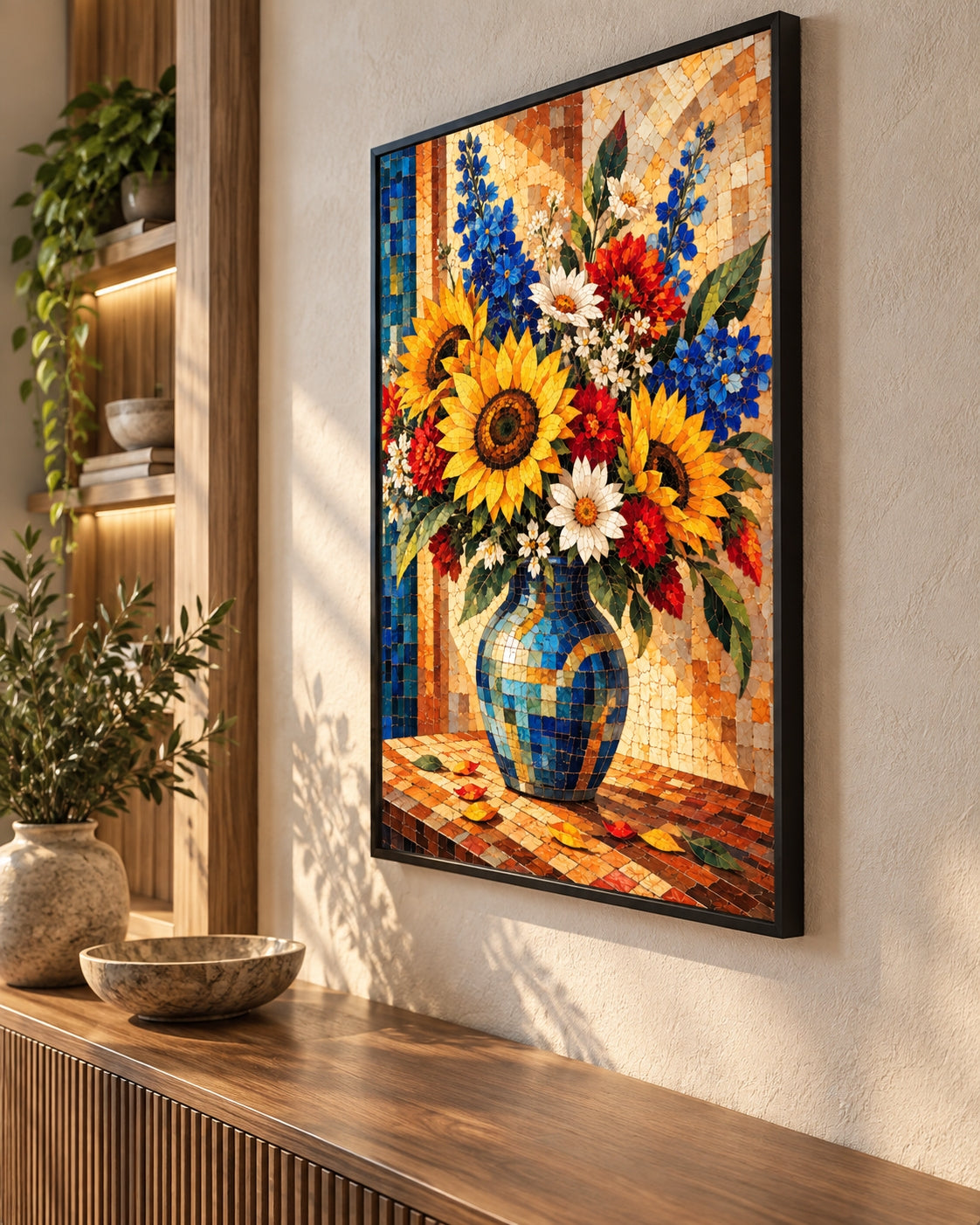 Vibrant Mosaic Bouquet in a Vase